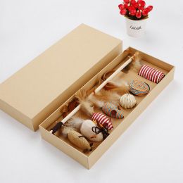 Cat Natural Sisal Wand Teasers and Exerciser for Kitten with Mouse Bell Feather etc. Cat Toy Collection in a Box