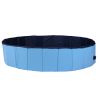Bosonshop Foldable Pet Swimming Pool Easy to Fold Fill Empty & Clean Slip-Resistant PVC Bathing Tub Kiddie Pool - Blue
