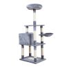 Multi-Level Cat Condo with pentagonal cat litter for Kittens Tall Cat Climbing Stand with Plush Toys - light gray XH - Light Gray
