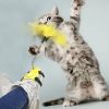 Feather Spring Toys, Free Hands Lazy Interactive Cat Spring Toy Kitten Interactive Feather Toys Cat Toy for Catching Eyes, Indoor Cats Toy - yellow