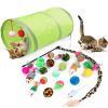 21 PCS Toy Set Mouse Plush Toys Feather Two Way Tunnel Scratchers Bell Toys Teasing Wands Toys Set - 21 Pieces Set