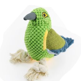 Squeaky Toy Dog Toys, Bite Resistant Plush Parrot Shaped Dog Rope Toys, Chew Toy with Sound - Green