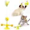 Cat Pet Toy Spinning Ball Feather 360 Free Rotating, Multifunctional Rotating Turntable Spring Man Cat Toy, Interactive Feather & Suction Cup - yellow