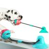 Multifunction Pet Molar Bite Toy with Suction Cup Interactive Dog Rope Toys Self-Playing Rubber Ball Cleaning Teeth Treat Dispensing Ball - Blue