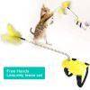 Feather Spring Toys, Free Hands Lazy Interactive Cat Spring Toy Kitten Interactive Feather Toys Cat Toy for Catching Eyes, Indoor Cats Toy - yellow