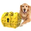 Toothbrush Chew Toys, Upgraded Treasure Chest Sounding Toy, Dental Care Tooth Cleaning, Safe Dog Squeak Toy, Food Grade Natural Rubber Chewer - yellow