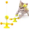 Cat Pet Toy Spinning Ball Feather 360 Free Rotating, Multifunctional Rotating Turntable Spring Man Cat Toy, Interactive Feather & Suction Cup - yellow