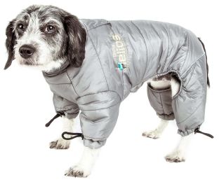 Thunder-crackle Full-Body Waded-Plush Adjustable and 3M Reflective Dog Jacket (Color: Silver, Size: Large)