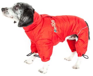 Thunder-crackle Full-Body Waded-Plush Adjustable and 3M Reflective Dog Jacket (Color: Red, Size: Medium)