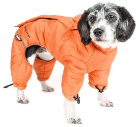 Thunder-crackle Full-Body Waded-Plush Adjustable and 3M Reflective Dog Jacket (Color: Orange, Size: X-Large)