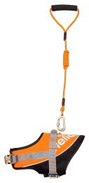 Bark-Mudder Easy Tension 3M Reflective Endurance 2-in-1 Adjustable Dog Leash and Harness (Color: Orange, Size: Small)
