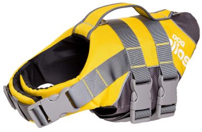 Splash-Explore Outer Performance 3M Reflective and Adjustable Buoyant Dog Harness and Life Jacket (Color: Yellow, Size: Large)