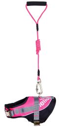 Bark-Mudder Easy Tension 3M Reflective Endurance 2-in-1 Adjustable Dog Leash and Harness (Color: Pink, Size: Small)