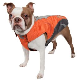 Altitude-Mountaineer Wrap-Velcro Protective Waterproof Dog Coat w/ Blackshark technology (Color: Orange, Size: Small)