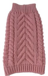 Swivel-Swirl Heavy Cable Knitted Fashion Designer Dog Sweater (Color: Pink, Size: Large)