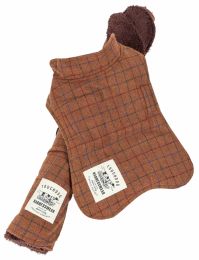 2-In-1 Windowpane Plaided Dog Jacket With Matching Reversible Dog Mat (Color: Brown, Size: X-Small)