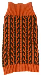 Harmonious Dual Color Weaved Heavy Cable Knitted Fashion Designer Dog Sweater (Color: Orange/Brown, Size: X-Small)