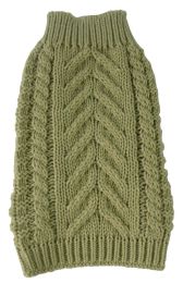 Swivel-Swirl Heavy Cable Knitted Fashion Designer Dog Sweater (Color: Green, Size: Medium)