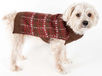 Vintage Symphony Static Fashion Knitted Dog Sweater (Color: Brown/Red, Size: Medium)