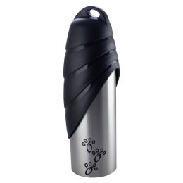Plastic Fin Cap Pet Travel Water Bottle in Stainless Steel (Size: Large)