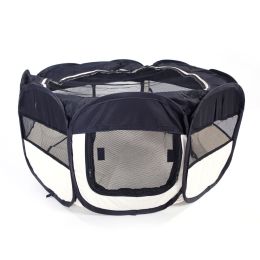 36" S Portable Foldable Pet playpen Exercise Pen Kennel + Carrying Case for Larges Dogs Small Puppies/Cats | Indoor/Outdoor Use | Water Resistant (Color: Black)