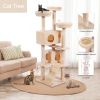 Cat Tree Cat Tower with Scratching Ball, Plush Cushion, Ladder and Condos for Indoor Cats