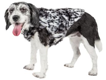 Luxe 'Paw Dropping' Designer Gray-Scale Tiger Pattern Mink Fur Dog Coat Jacket (Size: Small)