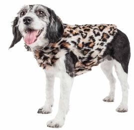 Luxe 'Lab-Pard' Dazzling Leopard Patterned Mink Fur Dog Coat Jacket (Size: Small)