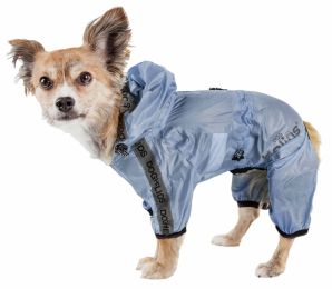 Torrential Shield' Waterproof Multi-Adjustable Full Bodied Pet Dog Windbreaker Raincoat (Color: Blue, Size: Small)