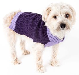 Oval Weaved Heavy Knitted Fashion Designer Dog Sweater (Color: Purple, Size: Large)