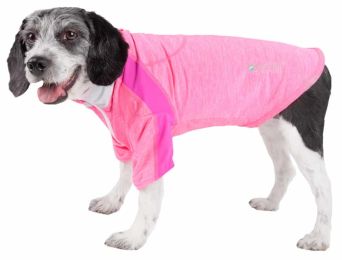 Active 'Chewitt Wagassy' 4-Way Stretch Performance Long Sleeve Dog T-Shirt (Color: Pink, Size: Large)