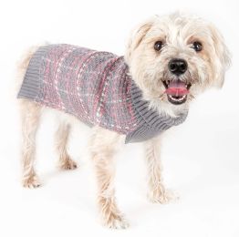 Vintage Symphony Static Fashion Knitted Dog Sweater (Color: Grey/Pink, Size: Small)