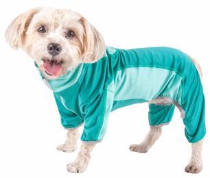 Active 'Warm-Pup' Heathered Performance 4-Way Stretch Two-Toned Full Body Warm Up (Color: Green, Size: Small)