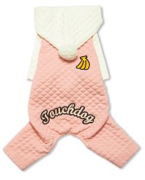 Fashion Designer Full Body Quilted Pet Dog Hooded Sweater (Color: Pink/White, Size: Large)