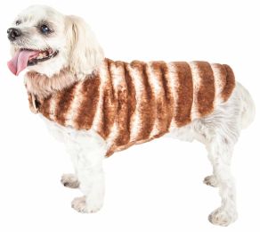 Luxe 'Tira-Poochoo' Tiramisu Patterned Mink Dog Coat Jacket (Size: Small)