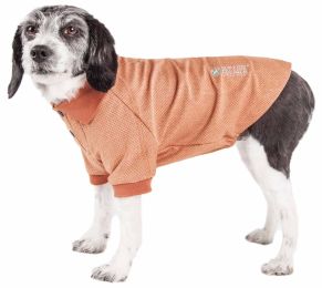 Active 'Fur-Flexed' Relax-Stretch Wick-Proof Performance Dog Polo T-Shirt (Color: Brown, Size: Small)