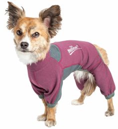 Rufflex' Mediumweight 4-Way-Stretch Breathable Full Bodied Performance Dog Warmup Track Suit (Color: Pink, Size: Small)