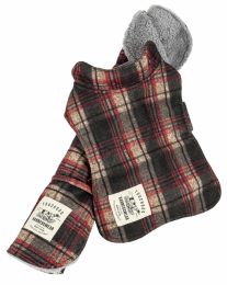 2-In-1 Tartan Plaided Dog Jacket With Matching Reversible Dog Mat (Color: Red, Size: Large)