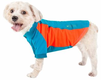 Active 'Barko Pawlo' Relax-Stretch Wick-Proof Performance Dog Polo T-Shirt (Color: Blue, Size: Small)