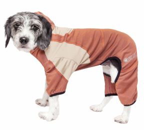 Active 'Fur-Breeze' Heathered Performance 4-Way Stretch Two-Toned Full Bodied Hoodie (Color: Orange, Size: Large)