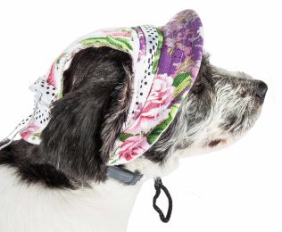 Botanic Bark' Floral Uv Protectant Adjustable Fashion Canopy Brimmed Dog Hat Cap (Size: Medium)