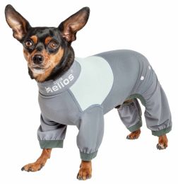 Tail Runner' Lightweight 4-Way-Stretch Breathable Full Bodied Performance Dog Track Suit (Color: Grey, Size: X-Small)