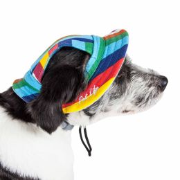 Colorfur' Uv Protectant Adjustable Fashion Canopy Brimmed Dog Hat Cap (Size: Medium)