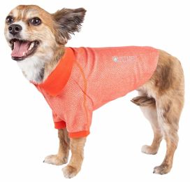Active 'Fur-Flexed' Relax-Stretch Wick-Proof Performance Dog Polo T-Shirt (Color: Orange, Size: Medium)
