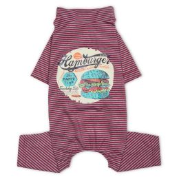Onesie Lightweight Breathable Printed Full Body Pet Dog T-Shirt Pajamas (Color: Red, Size: Large)
