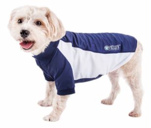 Active 'Barko Pawlo' Relax-Stretch Wick-Proof Performance Dog Polo T-Shirt (Color: Navy, Size: X-Large)