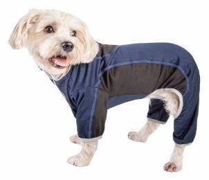 Active 'Warm-Pup' Heathered Performance 4-Way Stretch Two-Toned Full Body Warm Up (Color: Navy, Size: Large)