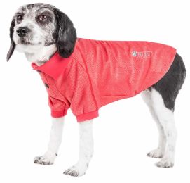 Active 'Fur-Flexed' Relax-Stretch Wick-Proof Performance Dog Polo T-Shirt (Color: Red, Size: Medium)