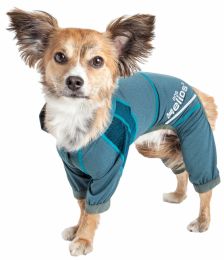 Namastail' Lightweight 4-Way Stretch Breathable Full Bodied Performance Yoga Dog Hoodie Tracksuit (Color: Blue, Size: X-Large)