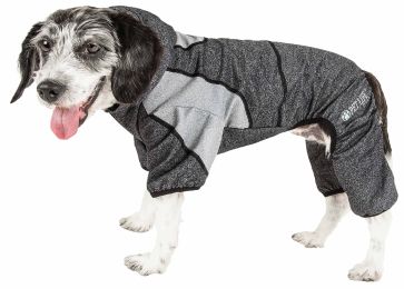 Active 'Fur-Breeze' Heathered Performance 4-Way Stretch Two-Toned Full Bodied Hoodie (Color: Black, Size: Small)